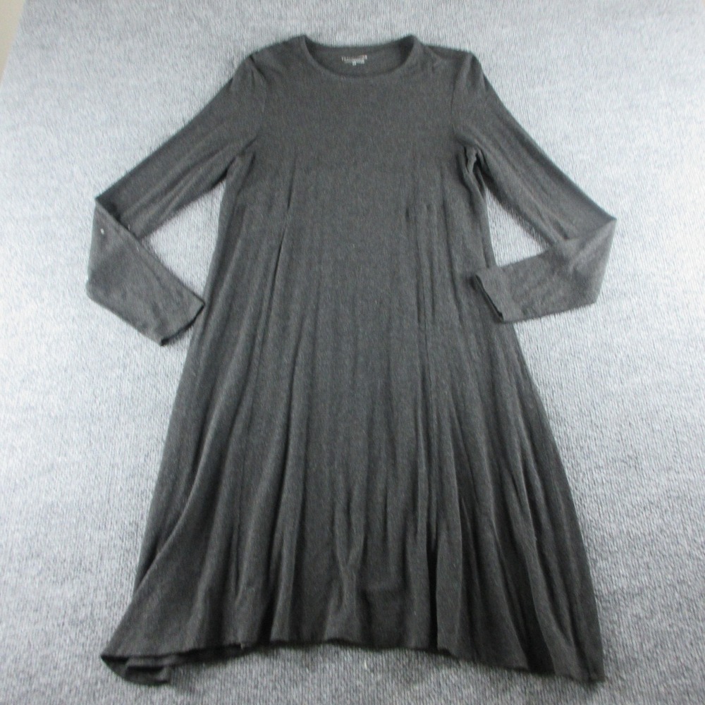 Eileen Fisher Dress Womens S Petite Gray Long Sleeve Trapeze Swing Jersey